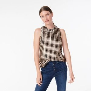 J.Crew Ruffleneck Sleeveless Top in Lurex® Crinkle Gingham